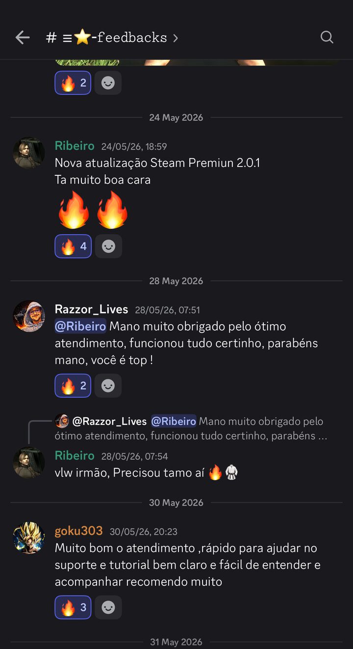 Feedback de cliente no canal do Discord