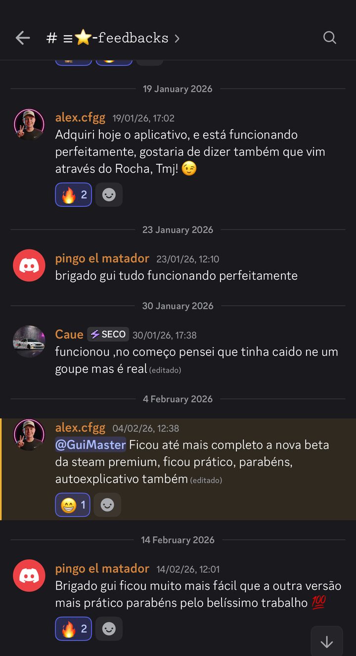 Feedback de cliente no canal do Discord