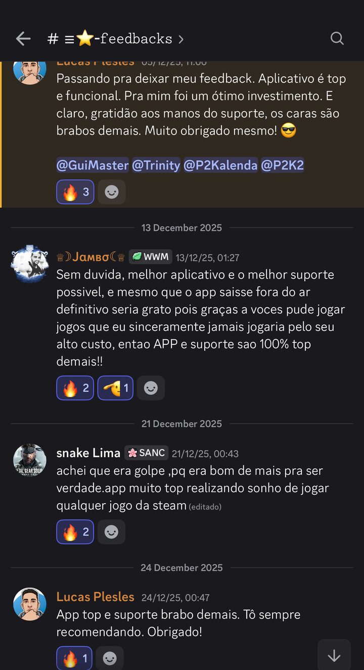 Feedback de cliente no canal do Discord