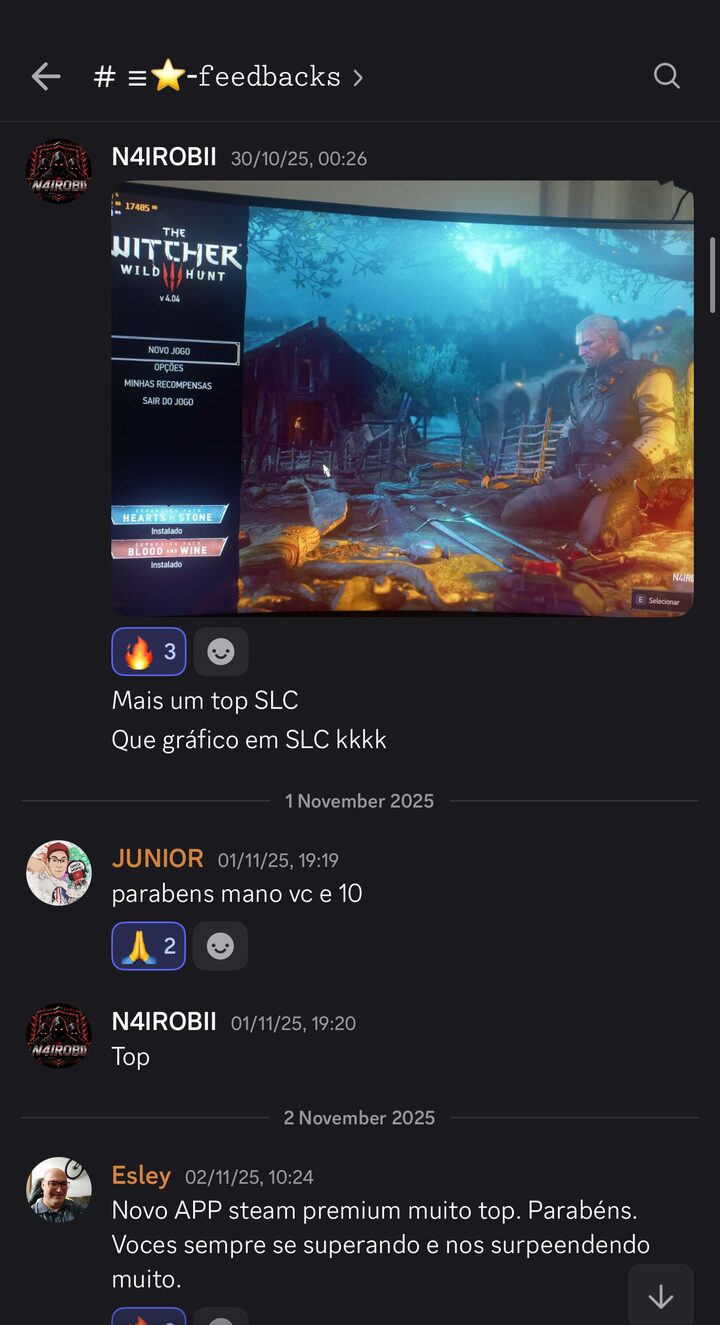 Feedback de cliente no canal do Discord