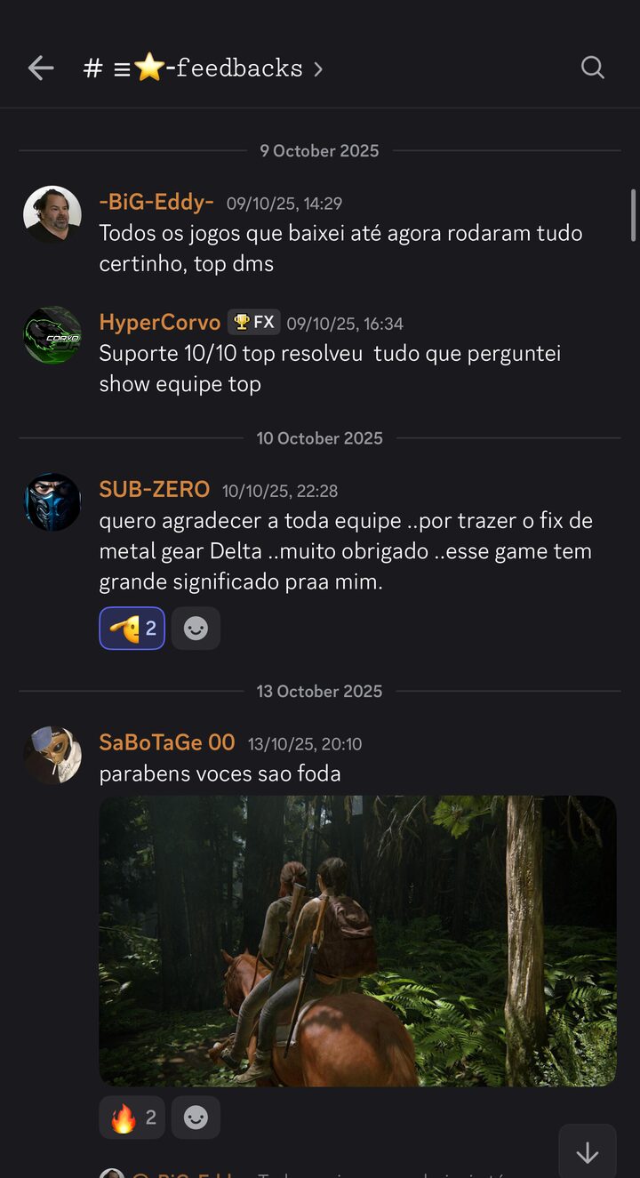 Feedback de cliente no canal do Discord